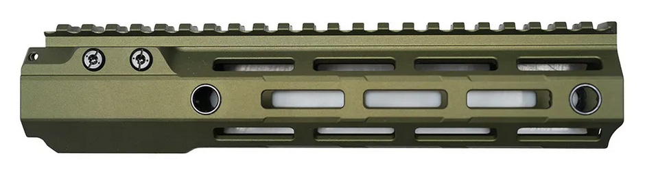 Olive green rifle handguard with ventilation slots