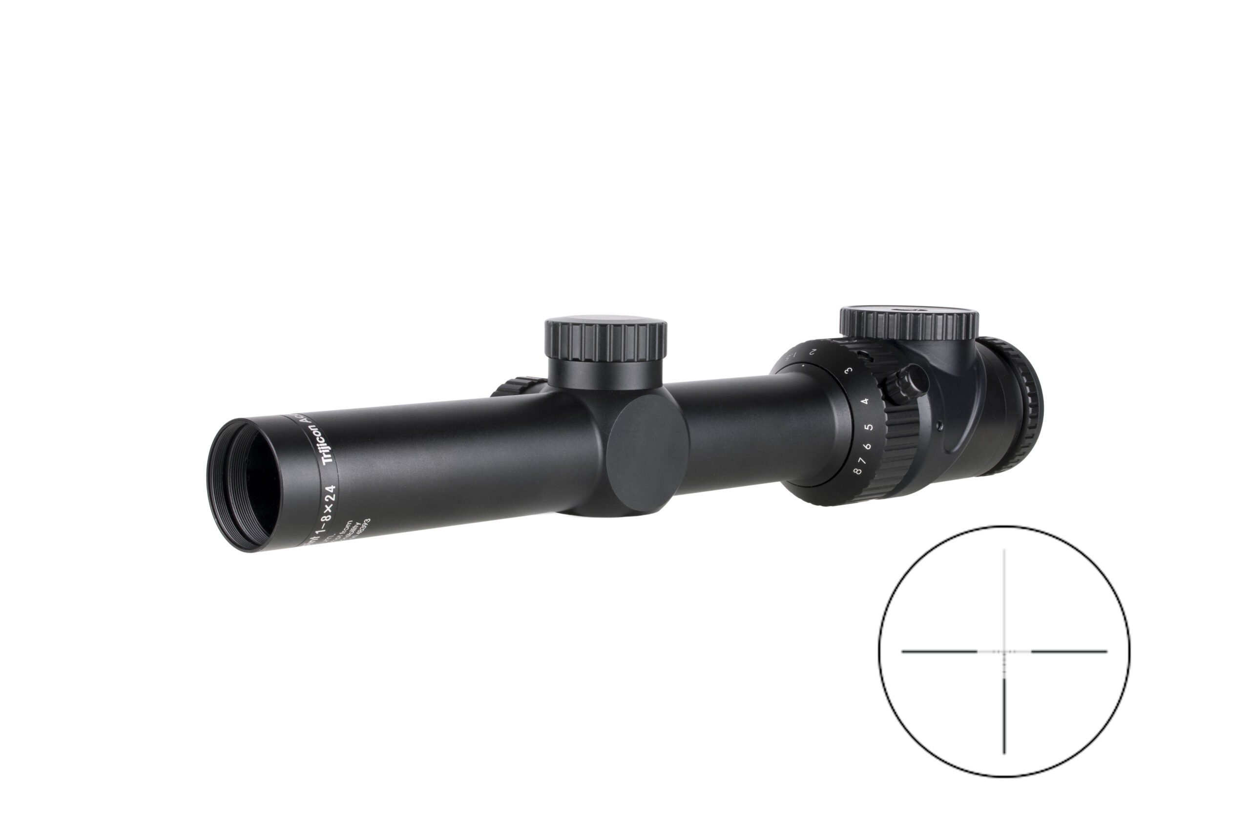 Black rifle scope with adjustable magnification