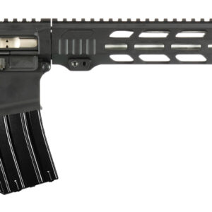 Black AR-15 style rifle on a white background.