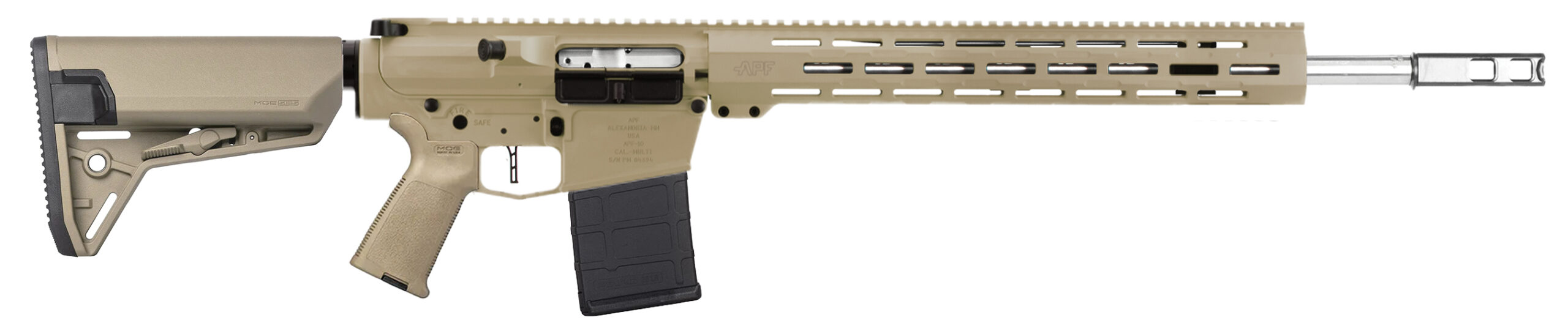 Tan-colored semi-automatic rifle side view