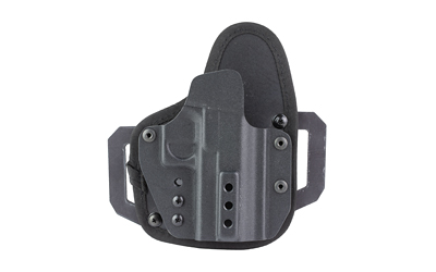 Black tactical holster with adjustable features.