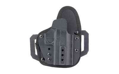 Black tactical holster with adjustable features.