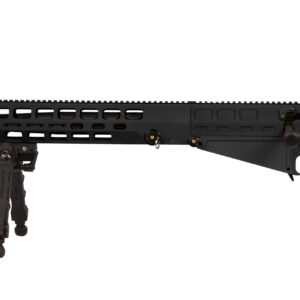 Side view of a modern tactical rifle.