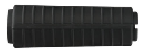 Black rectangular object with textured surface.