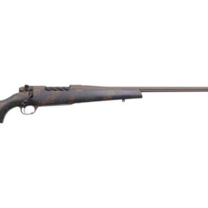 Side view of a modern hunting rifle.