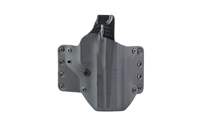 Gray tactical holster with mounting hardware.