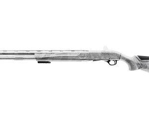 Side view of a camouflage shotgun