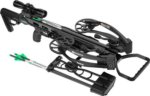 Black crossbow with arrows and scope