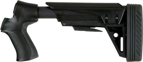 Black adjustable rifle stock shoulder attachment