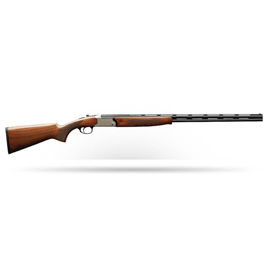Side view of a sleek shotgun with wooden details.