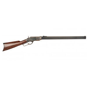 Classic lever-action rifle with wooden stock.