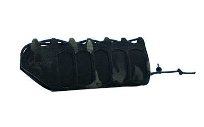 Camouflage tactical pouch with multiple storage compartments.