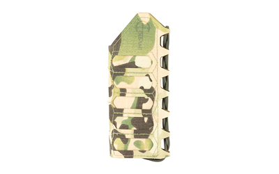 Camouflage tactical magazine pouch for firearm storage.