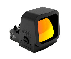 Black reflex sight with yellow reticle