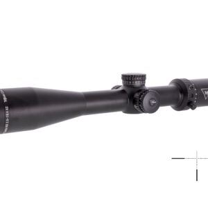 Trijicon rifle scope with adjustable magnification.