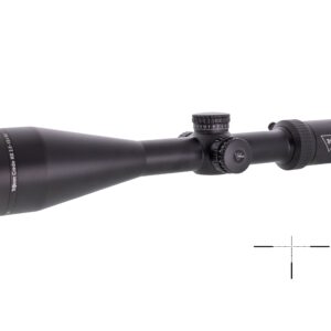 Trijicon riflescope with adjustable magnification and crosshair.