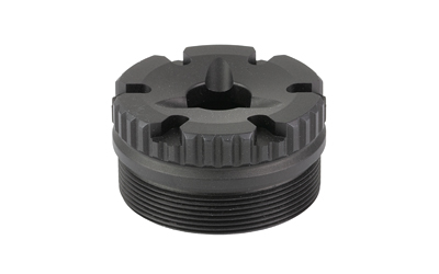 Black threaded cap with a central spike.