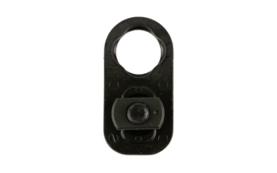 Black locking mechanism with round opening.