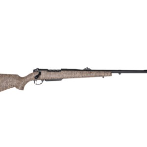 Side view of a modern hunting rifle.