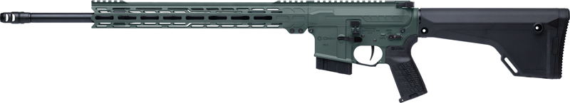 Modern rifle in green and black color scheme