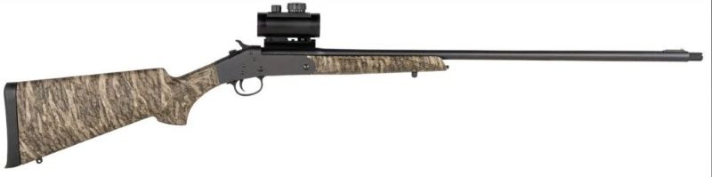 Side view of a hunting rifle with scope.
