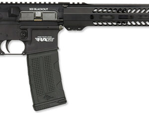Black rifle with modern design and accessories