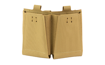 Tan utility pouch with two compartments.