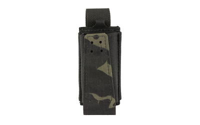 Black camouflage tactical pouch for gear storage.