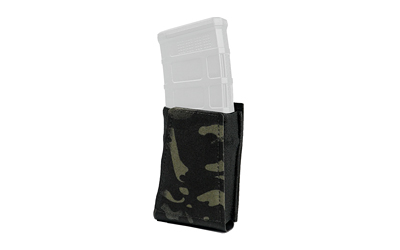 Black camouflage magazine pouch with transparent magazine.