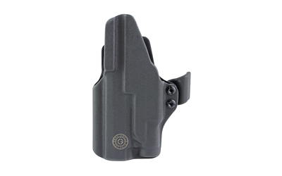 Black holster for firearm storage and accessibility.