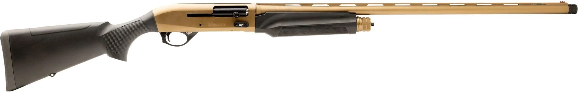 Side view of a golden shotgun