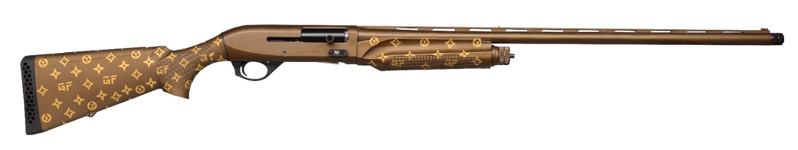 Stylish shotgun with unique pattern design.