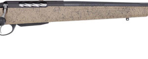 Side view of a modern hunting rifle.