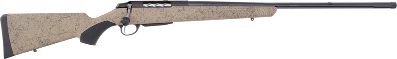 Side view of a modern hunting rifle.