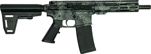 Black camouflage semi-automatic rifle on white background