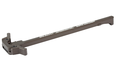 Gun charging handle in dark brown color.