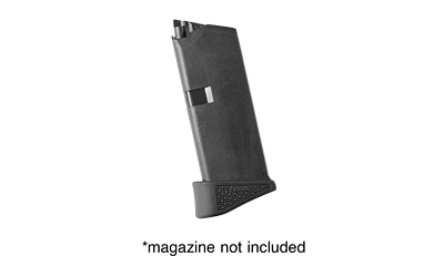 Black firearm magazine base, magazine not included.