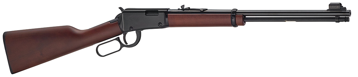 Lever-action rifle with wooden stock and barrel.