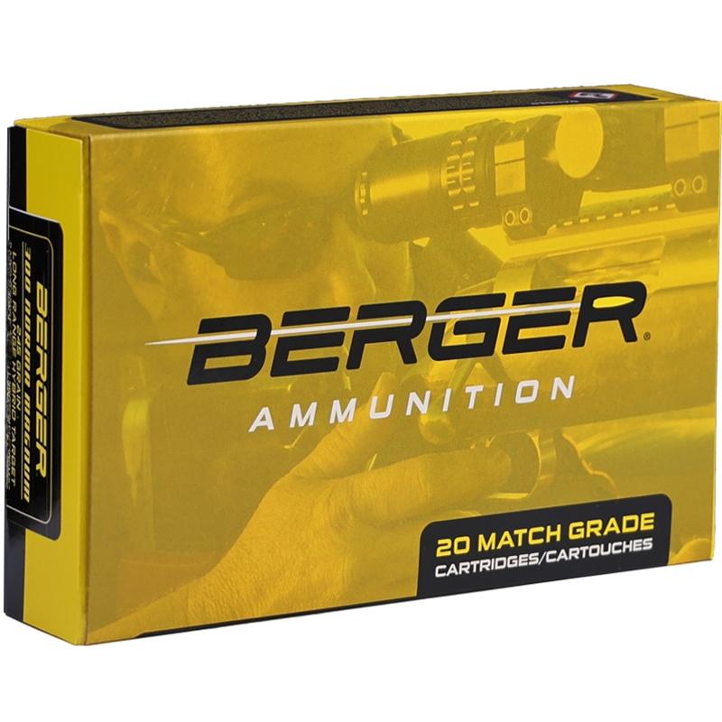 Box of Berger match grade ammunition cartridges