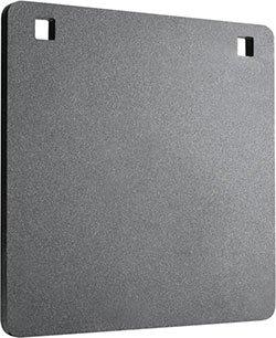 Gray square panel with mounting holes.