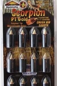 Harvester Muzzleloading Scorpion PT Gold Premium Polymer Tip Muzzleloader Bullets 50 Cal. Sabot 240 gr .451" Polymer Tip 12/pk