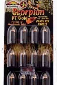 Harvester Muzzleloading Scorpion PT Gold Premium Polymer Tip Muzzleloader Bullets 50 Cal. Sabot 260 gr .451" Polymer Tip Bullet 12/pk