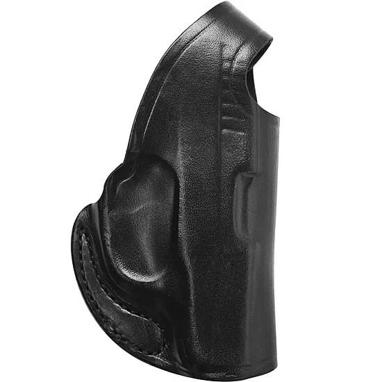 Black leather holster for firearm storage.