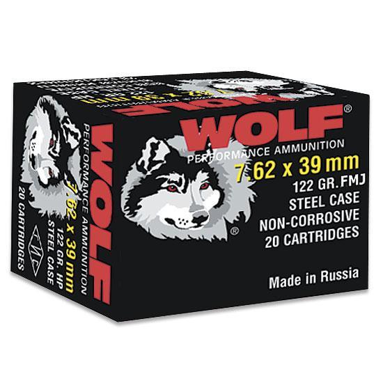 Box of Wolf Performance ammunition, 7.62 x 39 mm.