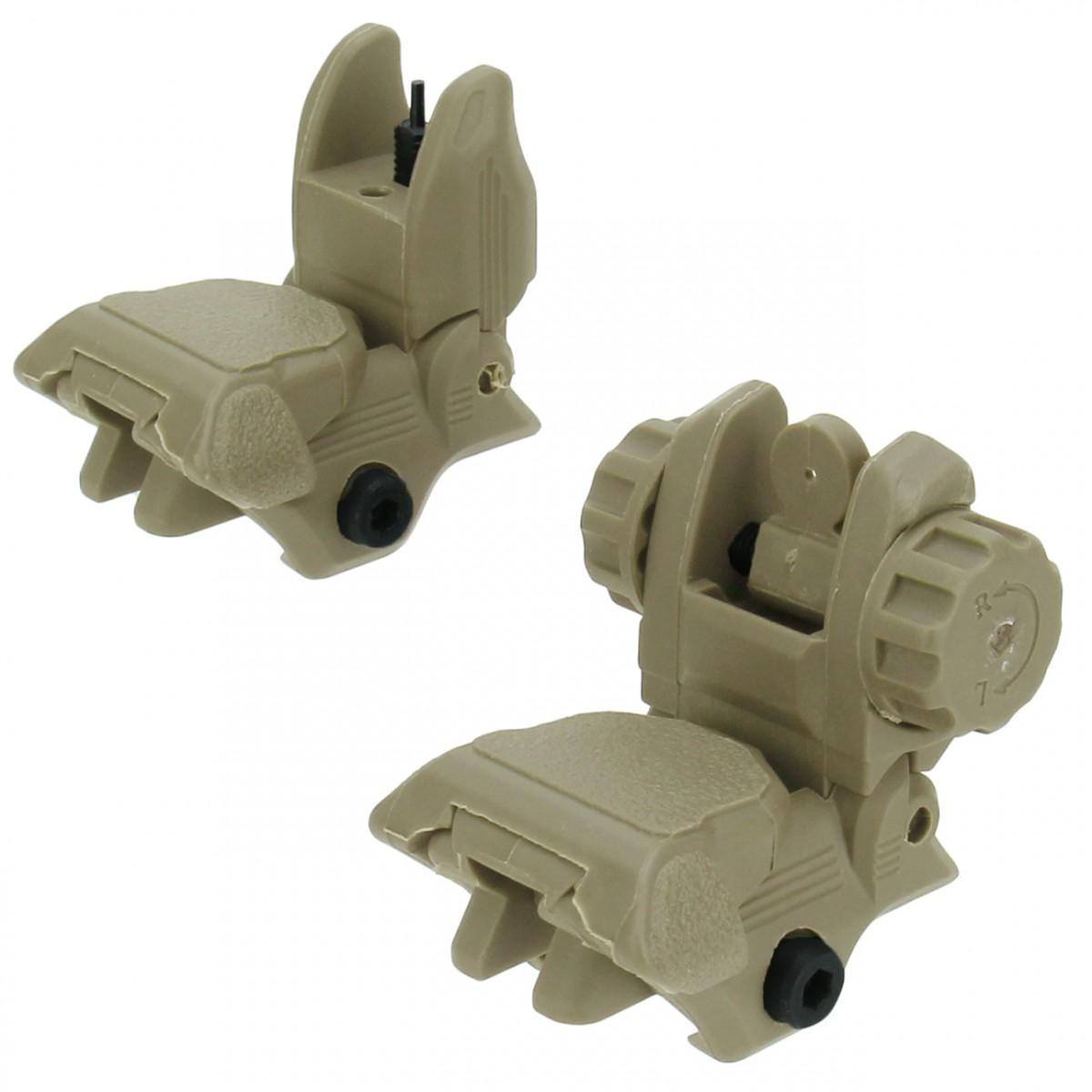TacFire AR-15 45 Same Plane/Low Profile Pop Up Sights Tan