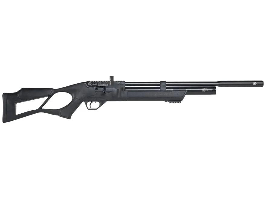Side view of a black air rifle.