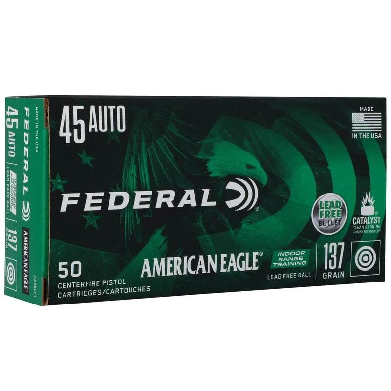Federal American Eagle IRT Lead Free Handgun Ammunition .45 ACP 137gr FMJ 1200 fps 50/ct