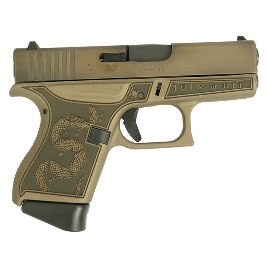 Glock 43 Custom "Revolution Engraved Colonial Brown" Subcompact Handgun 9mm Luger 6rd Magazines(2) 3.4" Barrel FRAME ONLY BW