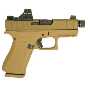 Glock 43X Custom "Shark Puppy" FDE Handgun 9mm Luger 10rd Magazines (1) 3.9" Threaded Black Barrel Holosun 407K