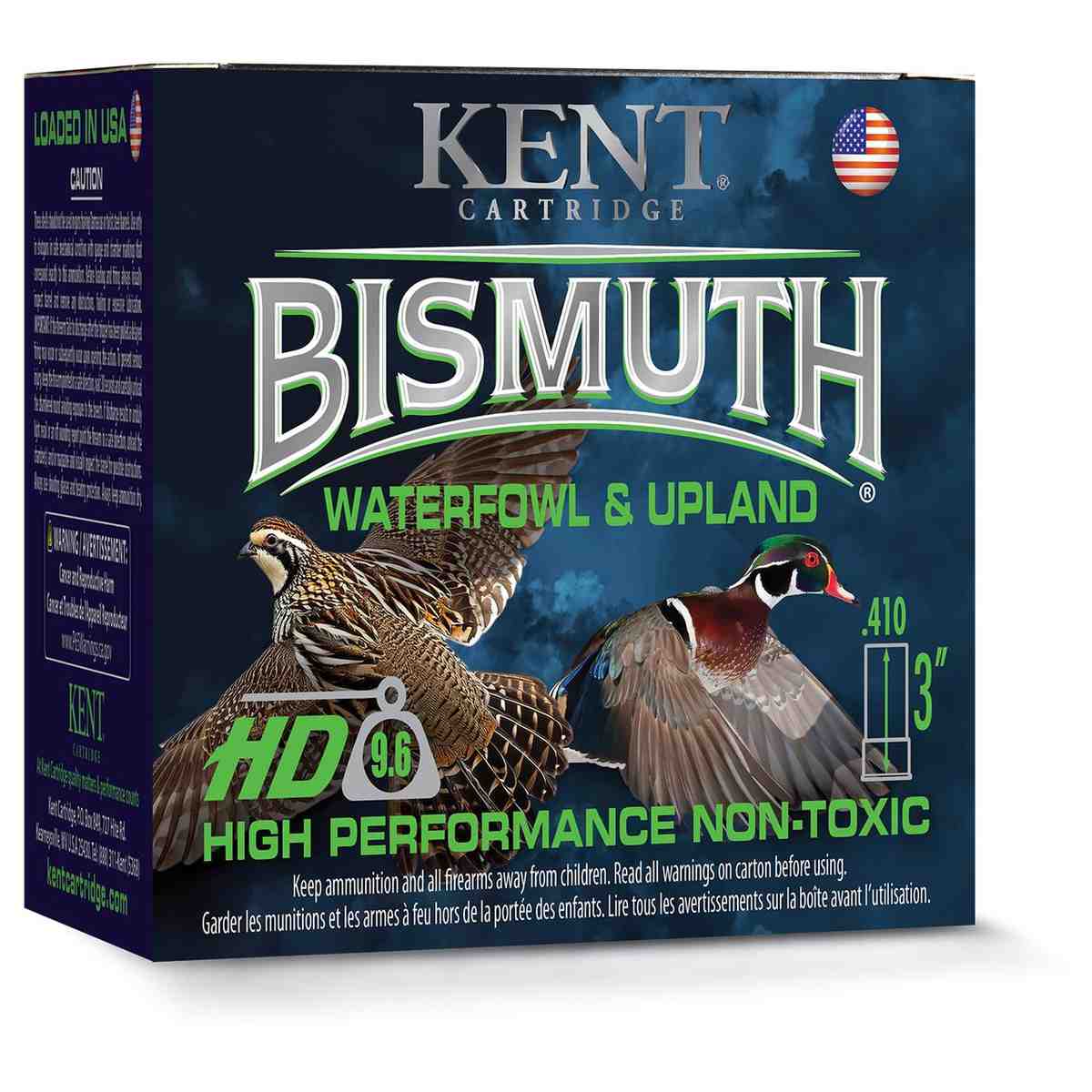 Kent Bismuth High-Performance Non-Toxic Waterfowl & Upland Shotshells 410ga 3" 9/16oz 1150 fps #4 25/ct